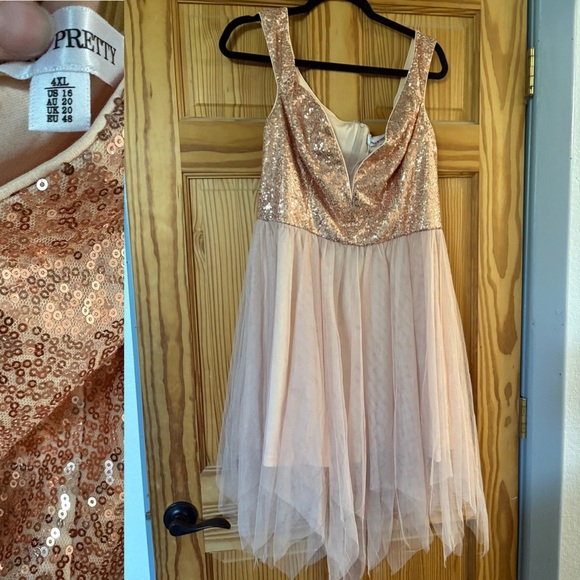 Elegant Sequin Peach Mini Dress - Picture 2 of 2